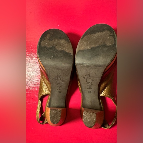 Bronze Vintage metallic Marni Wooden Platform Heels - Sz 38 ( 7.5) - Picture 7 of 7